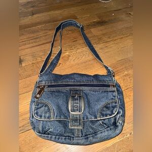 Vintage Y2K Denim Buckle Shoulder Bag.